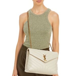Rare!!! NWT! YSL Saint Laurent LOULOU MEDIUM BAG IN MATELASSÉ "Y" Blanc Vintage!